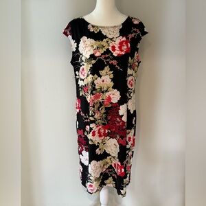 2/$40 🌸 Chico's Black Dress with Pink and White Floral Design size 1 / Medium